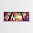 Sky View, Autumn Trees, Nature Perspective, Framed Canvas Print, Modern Wall Art, Fall Painting, Vibrant Home Decor, Seasonal Aesthetic