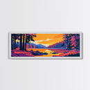 Mountain Cabin, Sunset Lake, Remote Getaway, Framed Canvas Print, Rustic Home Wall Art, Nature Retreat, Warm Aesthetic, Living Room Decor