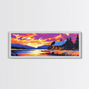 Forest Lake, Rocky Shoreline, Vibrant Sunset, Canvas Print, Fall Painting, Home Wall Art, Earthy Tones, Cabin Aesthetic, Warm Colors