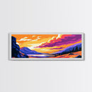 Rolling Hills, Sunset Sky, Colorful Landscape, Framed Canvas Print, Scenic Nature Decor, Vibrant Home Aesthetic, Serene Painting