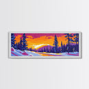 Snowy Forest, Winter Wonderland Art, Holiday Wall Decor, Framed Canvas Print, Vibrant Christmas Artwork, Cabin Aesthetic, Gift Idea