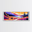 Mountain Valley, Serene Landscape Art, Wilderness Wall Decor, Framed Canvas Print, Tranquil Nature Painting, Large Wall Art, Gift Idea