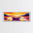 Boat Reflection, Peaceful Lake Art, Minimalist Wall Decor, Framed Canvas Print, Serene Nature Painting, Sunset Water Scene, Gift Idea