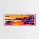 Sailing Boats, Waterfront Sunset, Coastal Landscape, Nautical Theme, Modern Home Decor, Canvas Print, Living Room Wall Art