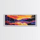 Sunset Lake, Nature Wall Art, Modern Landscape, Vibrant Colors, Wilderness Scene, Living Room Decor, Framed Canvas Print