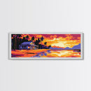 Beach House, Tropical Sunset, Coastal Retreat, Canvas Print, Vacation Wall Art, Vibrant Colors, Relaxing Home Decor, Island Life