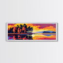 Autumn Reflection, Fall Landscape, Nature Wall Art, Warm Sunset, Tranquil Lake, Cabin Decor, Vibrant Colors, Framed Canvas Print