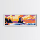 Coastal Cliffs, Ocean Sunset, Bold Seascape, Modern Beach Art, Tropical Vibes, Relaxing Scenery, Living Room Wall Art, Framed Canvas Print