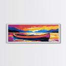 Canoe at Sunset, Nature Wall Art, Adventure Theme, Lake House Decor, Outdoor Aesthetic, Rustic Style, Framed Canvas Print