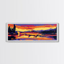 Sunset Trout, Fishing Wall Art, Cabin Decor, Nature Landscape, Framed Canvas Print, Colorful Fish Painting, Rustic Home, Lodge Art