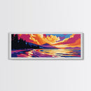 Vibrant Lake Sunset, Nature Art, Colorful Landscape, Living Room Decor, Framed Canvas Print, Cozy Cabin, Bright Wall Art, Autumn Home