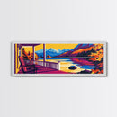 Porch View, Cabin Wall Art, Mountain Landscape, Rustic Home, Framed Canvas Print, Lakehouse Decor, Warm Sunset, Cozy Retreat