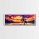 Sunset Pine Tree, Nature Wall Art, Wilderness Landscape, Adventure Decor, Framed Canvas Print, Vibrant Colors, Home Aesthetic
