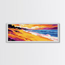 Coastal Sunset, Beach Wall Art, Ocean Waves, Seaside Decor, Framed Canvas Print, Summer Home, Vibrant Landscape, Boho Art