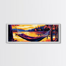 Hammock Escape, Relaxing Wall Art, Lakeside Decor, Cozy Home, Framed Canvas Print, Nature Lover, Rustic Retreat, Cabin Vibes