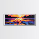 Water Lily Sunset, Tranquil Lake Art, Zen Wall Decor, Nature Inspired Print, Vibrant Landscape, Canvas Print, Relaxing Bedroom Art