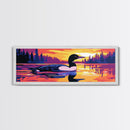 Loon on Lake, Nature Wildlife Art, Tranquil Water Scene, Rustic Home Decor, Framed Canvas Print, Cabin Wall Art, Peaceful Living Room Art