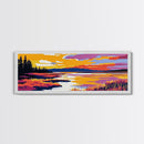 Marshland Sunset, Reflections Art, Framed Canvas Print, Tranquil Landscape, Nature Wall Art, Bedroom Artwork, Warm Autumn Colors