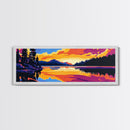 Forest Lake, Evening Reflections, Canvas Print, Tranquil Water Scene, Nature Wall Art, Rustic Cabin Decor, Vibrant Sunset Painting