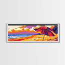 Beach Umbrella, Ocean Sunset, Coastal Escape, Canvas Print, Summer Wall Art, Vibrant Colors, Relaxing Home Decor, Seaside Serenity