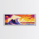 Sunset Ocean, Coastal Wave, Vibrant Seascape, Beach House Decor, Canvas Print, Nautical Wall Art, Surfing Home Decor, Summer Vibes