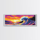 Tropical Wave, Bold Sunset, Colorful Ocean, Surreal Art, Canvas Print, Coastal Wall Art, Beach House Decor, Vibrant Landscape