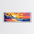 Beach Paradise, Palm Trees, Vibrant Sunset, Coastal Scene, Canvas Print, Living Room Wall Art, Island Escape, Tropical Home Decor