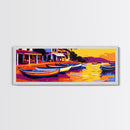 Fishing Boats, Seaside Village, Vibrant Sunset, Nautical Theme, Canvas Print, Living Room Wall Art, Rustic Coastal Decor, Beach House