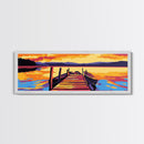Wooden Dock, Tranquil Lake, Sunset Reflection, Serene Escape, Canvas Print, Cabin Decor, Nature Wall Art, Bedroom Wall Art