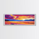 Field Sunset, Sunset Drive, Scenic Travel Art, Framed Canvas Print, Bold Colors, Boho Home Decor, Wanderlust Art, Nature Inspired