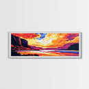 Canyon Sunset, River View, Dramatic Landscape, Framed Canvas Print, Bold Colors, Scenic Wall Art, Living Room Decor, Rustic Home