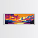 Sunset Lake, Tranquil Water, Peaceful Landscape, Framed Canvas Print, Calm Wall Art, Cozy Home, Bedroom Decor, Warm Color Palette