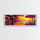 Beach Café, Ocean Sunset, Tropical Decor, Coastal Home Art, Canvas Print, Relaxing Living Room Wall Art, Travel Inspired Painting