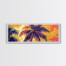 Tropical Palm Trees, Sunset Sky, Boho Wall Art, Framed Canvas Print, Beach House Decor, Vibrant Landscape, Coastal Artwork, Bedroom Art