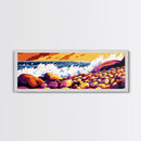 Ocean Waves, Rocky Shore, Coastal Landscape, Framed Canvas Print, Nautical Wall Art, Beach House Decor, Vibrant Seascape, Living Room Art