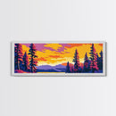 Autumn Pines, Sunset Landscape, Framed Canvas Print, Cozy Cabin Wall Art, Vibrant Nature Scene, Fall Decor, Living Room Artwork