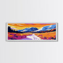 Mountain Valley, Snowy Peaks, Framed Canvas Print, Landscape Art, Home Office Decor, Nature Scene, Fall Artwork, Large Wall Art