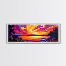 Lake Sunset, Vibrant Reflection, Framed Canvas Print, Cabin Wall Art, Fall Landscape, Cozy Home Decor, Boho Artwork, Large Wall Art