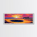 Sunken Hole, Sunset Glow, Framed Canvas Print, Surreal Landscape Art, Mystical Wall Decor, Vibrant Nature Scene, Living Room Art