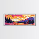 Mountain Sunset, Forest View, Framed Canvas Print, Cozy Cabin Decor, Vibrant Landscape Art, Fall Wall Art, Living Room Art, Rustic Home