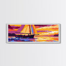 Sailboat Sunset, Nautical Scene, Framed Canvas Print, Coastal Wall Art, Ocean Decor, Vibrant Seascape, Beach House Artwork, Gift Idea