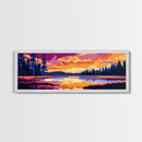 Lake Reflection, Colorful Trees, Sunset Water Scene, Nature Art, Canvas Print, Cabin Decor, Living Room Wall Art, Autumn Inspired Art