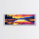 Sunset River, Autumn Landscape, Colorful Nature, Framed Canvas Print, Living Room Wall Art, Rustic Decor, Cabin Wall Hanging, Vibrant Art
