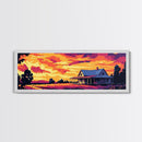 Farmhouse Landscape, Country Living, Rural Sunset, Framed Canvas Print, Rustic Wall Art, Home Office Decor, Cozy Fall Aesthetic, Warm Colors