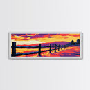 Wooden Fence, Sunset Prairie, Rustic Scenery, Framed Canvas Print, Country Wall Art, Farmhouse Home Decor, Nature Landscape, Autumn Mood
