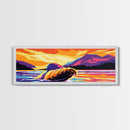 Whale Breach, Ocean Sunset, Marine Life, Vibrant Water, Framed Canvas Print, Nautical Decor, Beach House Wall Art, Coastal Art, Gift Idea