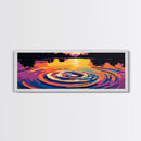 Water Ripples, Sunset Reflection, Tranquil Lake, Vibrant Nature, Framed Canvas Print, Zen Home Decor, Meditative Art, Living Room Wall Art