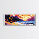 Ocean Waves, Coastal Scene, Vibrant Seascape, Canvas Print, Beach House Decor, Living Room Wall Art, Nature Artwork, Sunset Painting