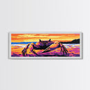 Sunset Crab, Coastal Art, Beach Decor, Framed Canvas Print, Vibrant Ocean Wall Art, Colorful Marine Life, Nautical Living Room Art