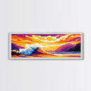 Ocean Wave, Sunset Beach, Vibrant Coastal Art, Canvas Print, Tropical Seascape Painting, Nautical Living Room Art, Surfing Wall Decor